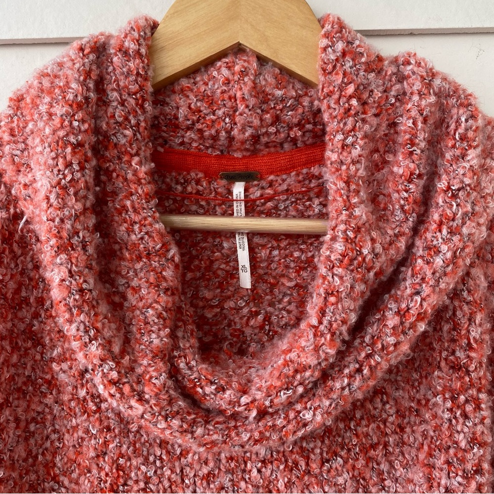 FREE PEOPLE • Cowl Neck BFF Knit Sweater in Scarlet Flame Size XL - Picture 5 of 15